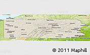 Shaded Relief Panoramic Map of Pennsylvania, physical outside