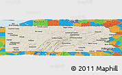 Shaded Relief Panoramic Map of Pennsylvania, political outside