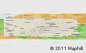 Shaded Relief Panoramic Map of Pennsylvania, political shades outside