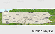 Shaded Relief Panoramic Map of Pennsylvania, satellite outside