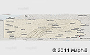 Shaded Relief Panoramic Map of Pennsylvania, semi-desaturated