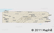 Shaded Relief Panoramic Map of Pennsylvania, single color outside