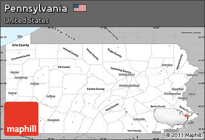 Gray Simple Map of Pennsylvania