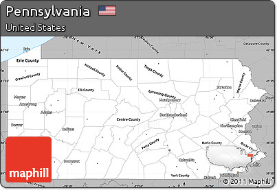 Gray Simple Map of Pennsylvania