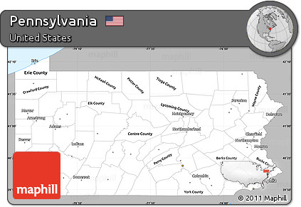 Gray Simple Map of Pennsylvania, single color outside