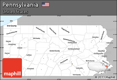 Gray Simple Map of Pennsylvania, single color outside