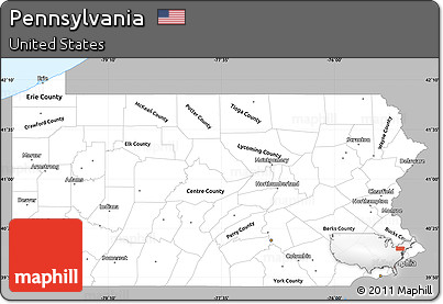 Gray Simple Map of Pennsylvania, single color outside