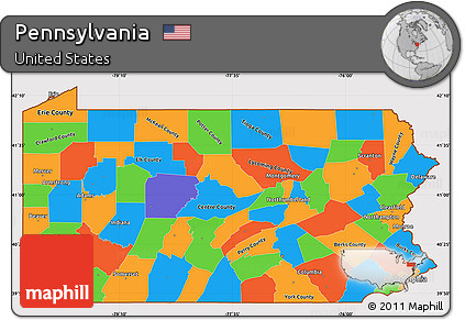 Political Simple Map of Pennsylvania, cropped outside