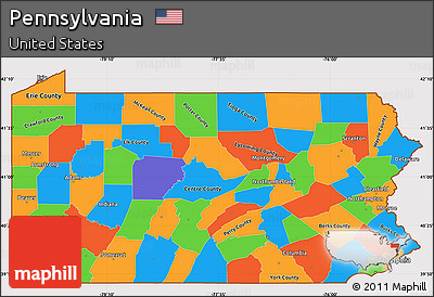 Political Simple Map of Pennsylvania, cropped outside