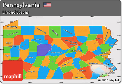 Political Simple Map of Pennsylvania, cropped outside
