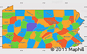 Political Simple Map of Pennsylvania, cropped outside