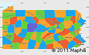 Political Simple Map of Pennsylvania, single color outside