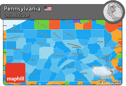 Political Shades Simple Map of Pennsylvania, political outside