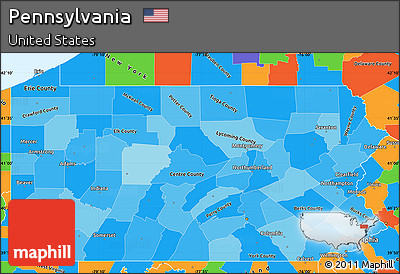 Political Shades Simple Map of Pennsylvania, political outside