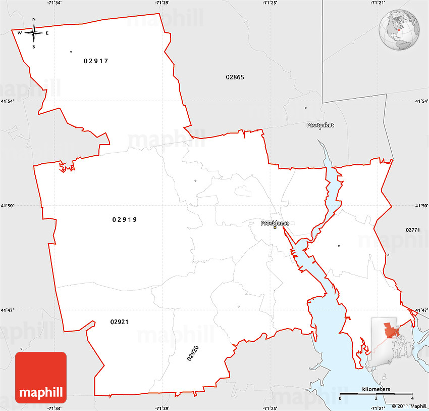Silver Style Simple Map of ZIP Codes Starting with 029