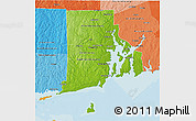 Physical 3D Map of Rhode Island, political shades outside