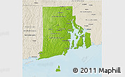 Physical 3D Map of Rhode Island, shaded relief outside