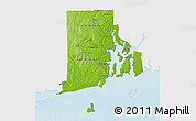 Physical 3D Map of Rhode Island, single color outside