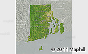 Satellite 3D Map of Rhode Island, lighten, semi-desaturated