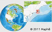 Physical Location Map of Rhode Island, highlighted country