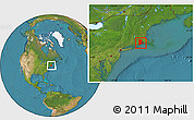 Satellite Location Map of Rhode Island