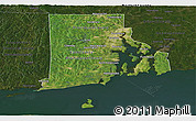 Satellite Panoramic Map of Rhode Island, darken
