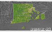 Satellite Panoramic Map of Rhode Island, desaturated