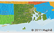 Satellite Panoramic Map of Rhode Island, political outside