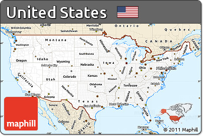 Classic Style Simple Map of United States