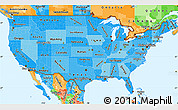 Political Shades Simple Map of United States, political outside