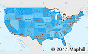 Political Shades Simple Map of United States, single color outside