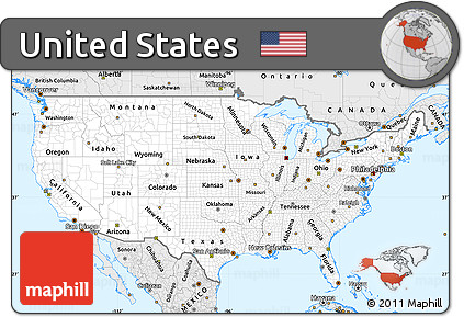 Silver Style Simple Map of United States
