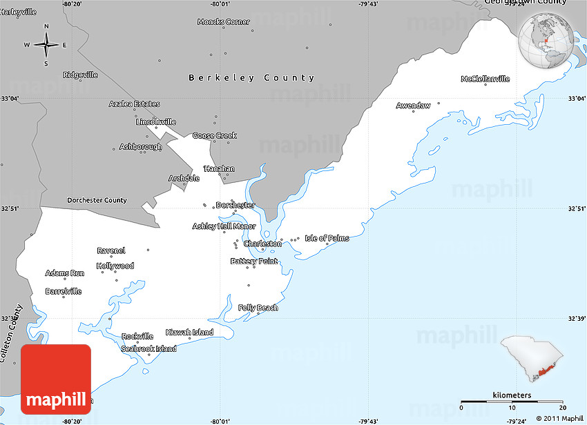 Map Of Charleston County Sc Gray Simple Map Of Charleston County