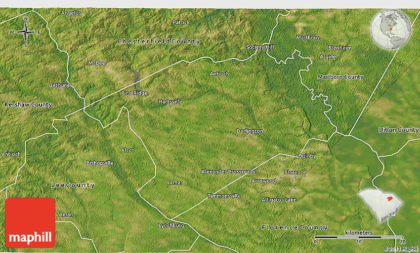 Satellite 3D Map of Darlington County