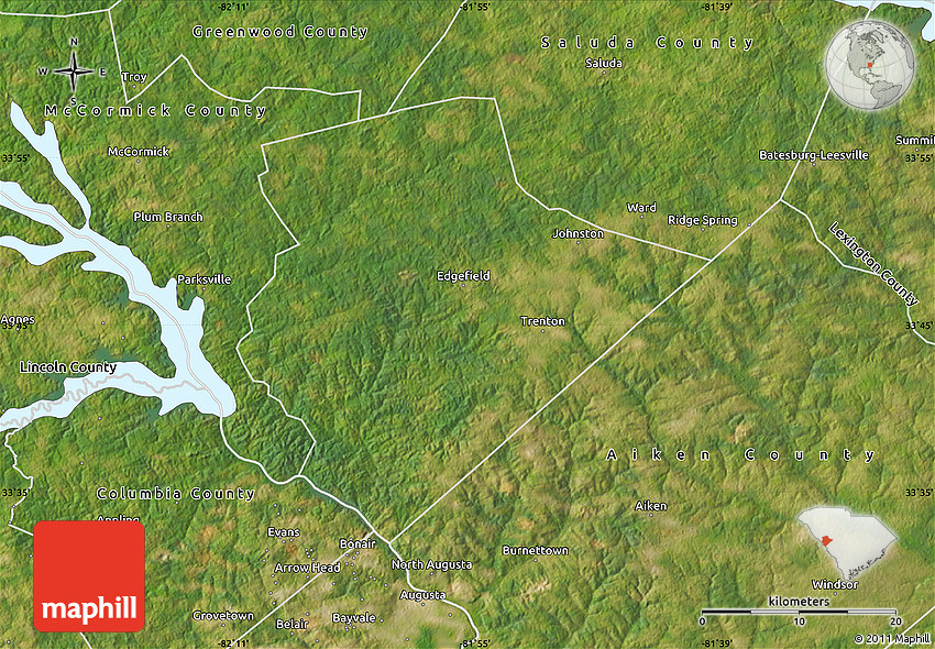 Satellite Map of Edgefield County