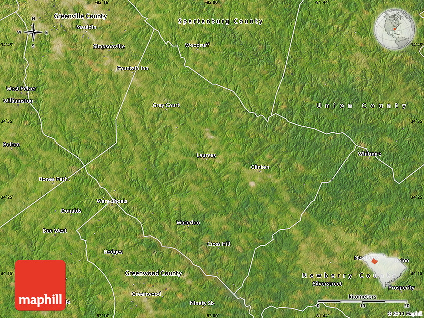 Satellite Map of Laurens County