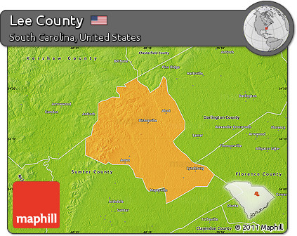 Political Map of Lee County, physical outside