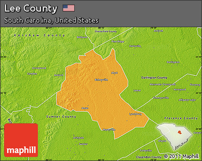 Political Map of Lee County, physical outside
