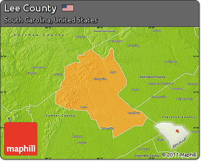 Political Map of Lee County, physical outside