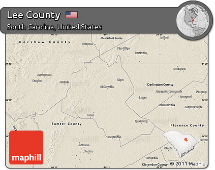 Shaded Relief Map of Lee County