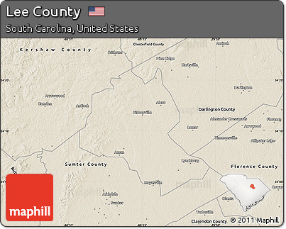 Shaded Relief Map of Lee County