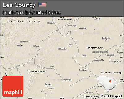Shaded Relief Map of Lee County