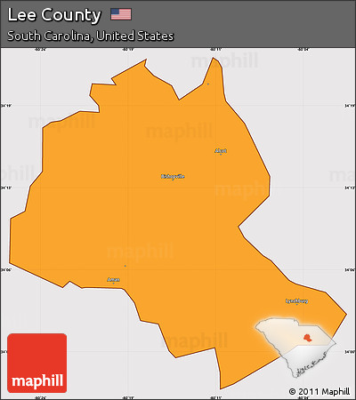 Political Simple Map of Lee County, cropped outside