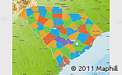 Political Map of South Carolina, physical outside