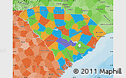 Political Map of South Carolina, political shades outside