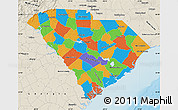 Political Map of South Carolina, shaded relief outside