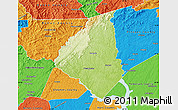 Physical Map of Oconee County, political outside