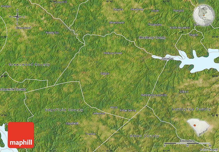 Satellite Map of Saluda County