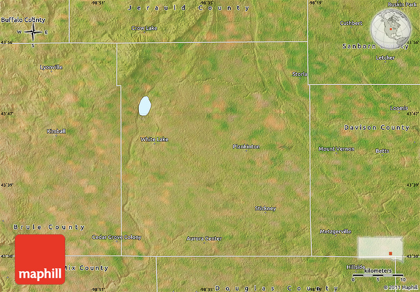 Satellite Map of Aurora County
