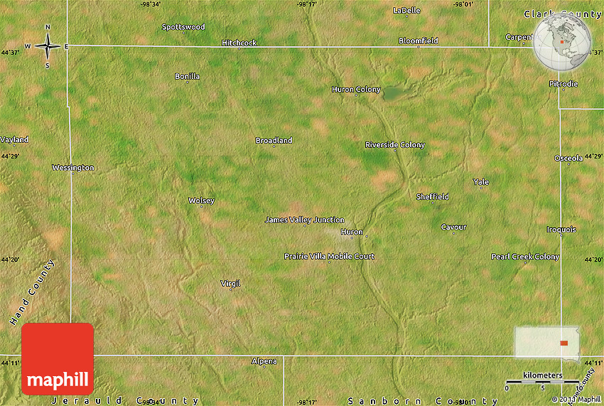 Satellite Map of Beadle County